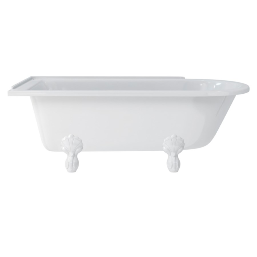 Burlington Hampton 1700mm Left Hand Freestanding Shower Bath With White Claw Feet