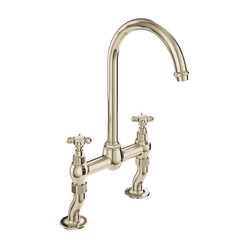 Booth & Co. Axbridge Cross Nickel Bridge Kitchen Mixer
