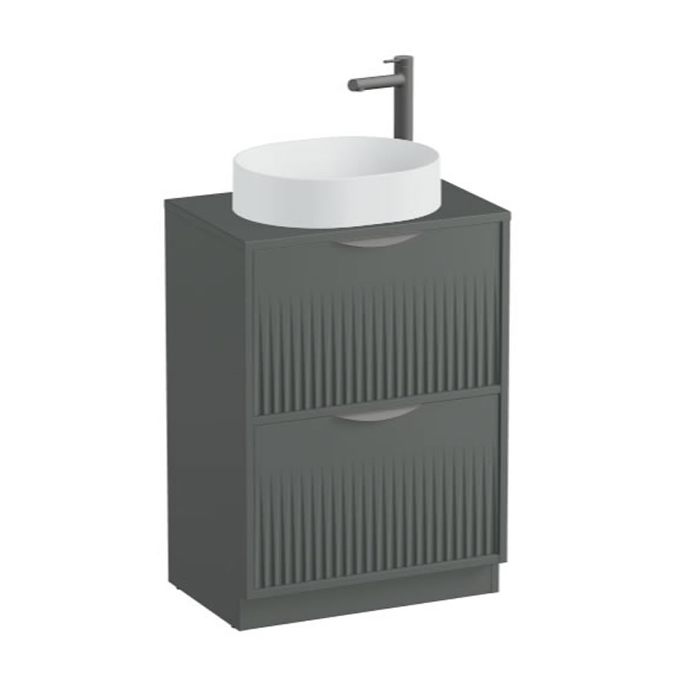 Vado Safari Fluted 600mm Charcoal Grey Floorstanding Vanity Unit & Worktop