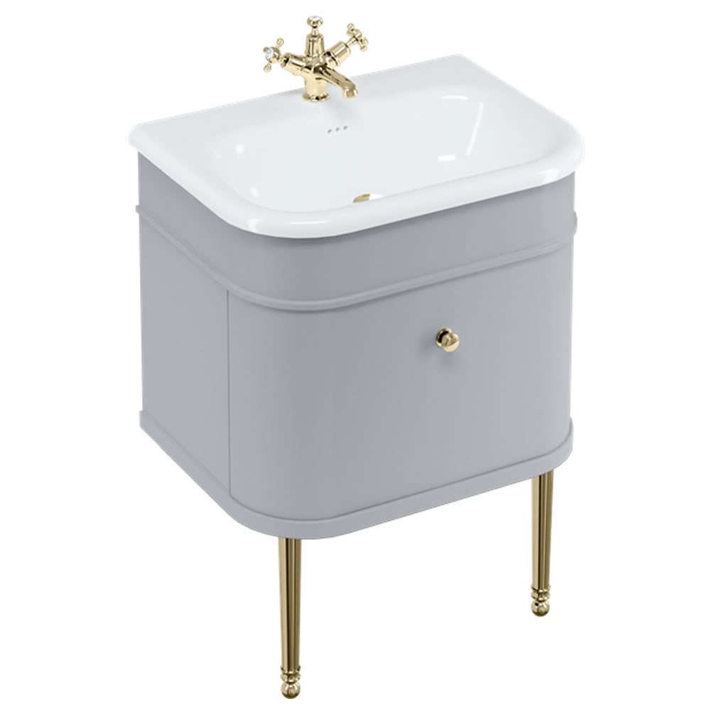 Burlington 650mm Grey Vanity Unit With Natural Stone Basin & Gold Legs