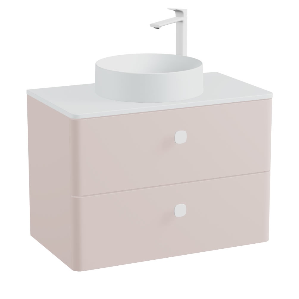 Vado Cameo 800mm Arctic White Wall Hung 2 Drawer Vanity Unit, Arctic Worktop & Basin