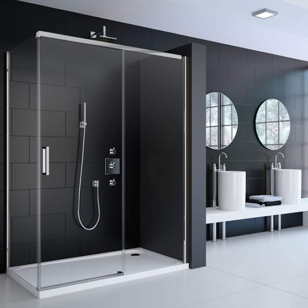 Merlyn 8 Series Frameless Sliding Shower Door Lifestyle Image 1