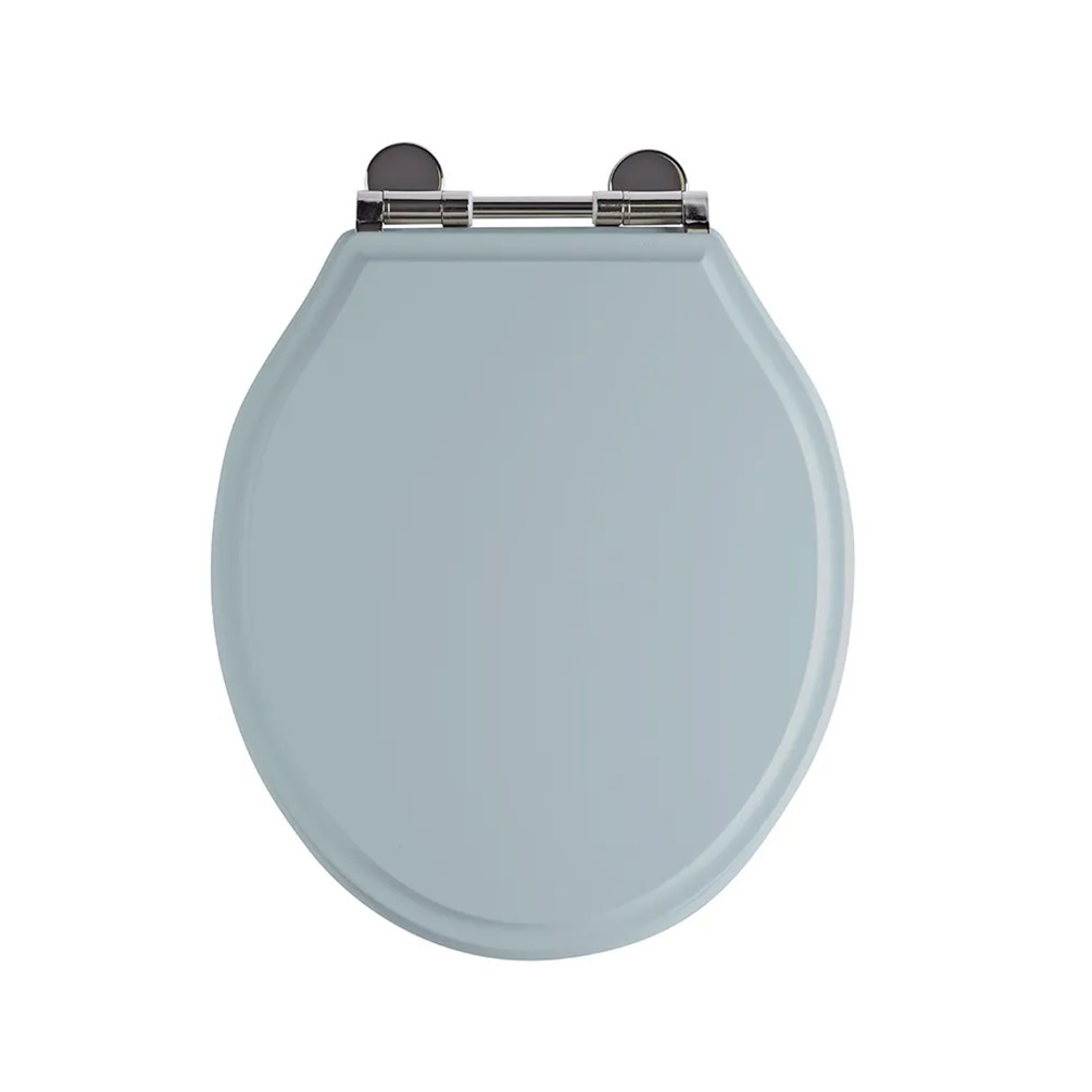 product cut image of Tavistock Matt Mineral Blue Painted Classic Soft Close Toilet Seat from above closed DC4014