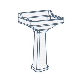 iconography image of a small compact traditional cloakroom basin / bathroom sink