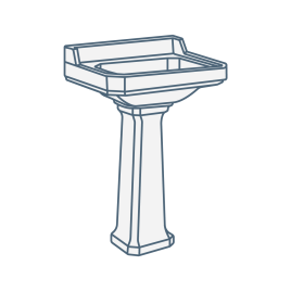 iconography image of a small compact traditional cloakroom basin / bathroom sink