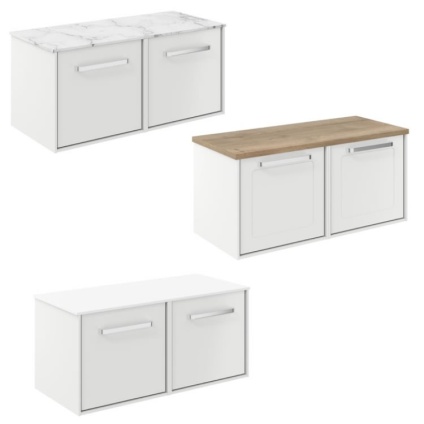 Cutout image of Crosswater Infinity 1000mm Matt White Wall-Hung Vanity Unit & Worktop