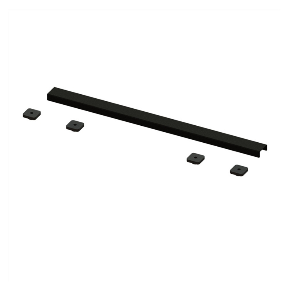 Product cut out image of the Abacus Elements Linear 600mm Matt Black Waste Cover Plate