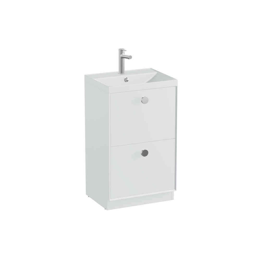 Vado Safari Smooth 500mm Arctic White Floor Mounted Vanity Unit & Arctic White Basin