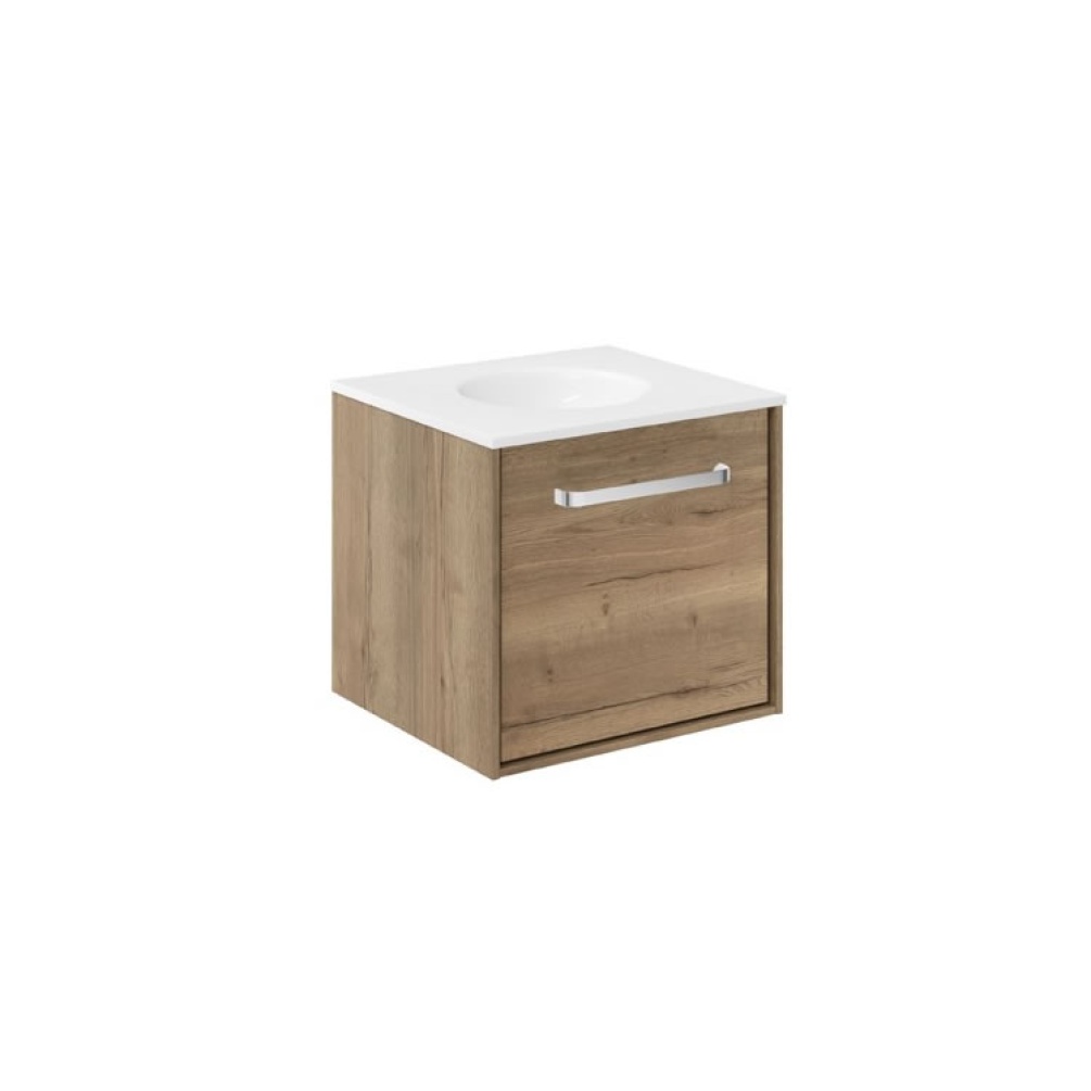 Cutout image of Crosswater Infinity 500mm Windsor Oak Wall-Hung Vanity Unit & Basin