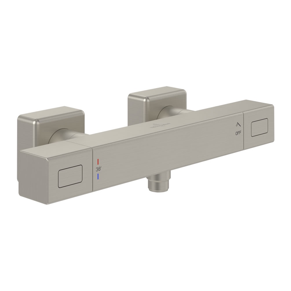 Cutout image of Villeroy & Boch Universal Brushed Nickel Square Thermostatic Shower Valve