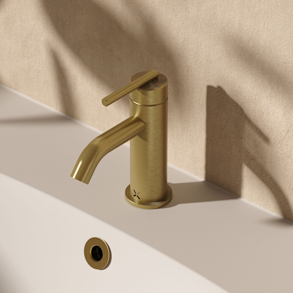 Lifestyle image of Crosswater 3ONE6 Lever Brushed Brass Mini Basin Monobloc