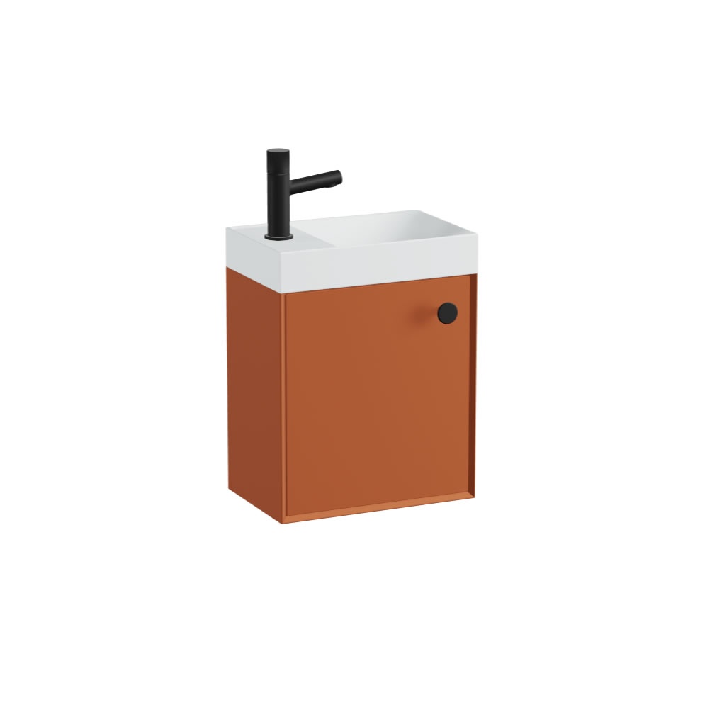 Vado Safari Smooth 400mm Terracotta Vanity Unit & Mineral Basin - Right Pull