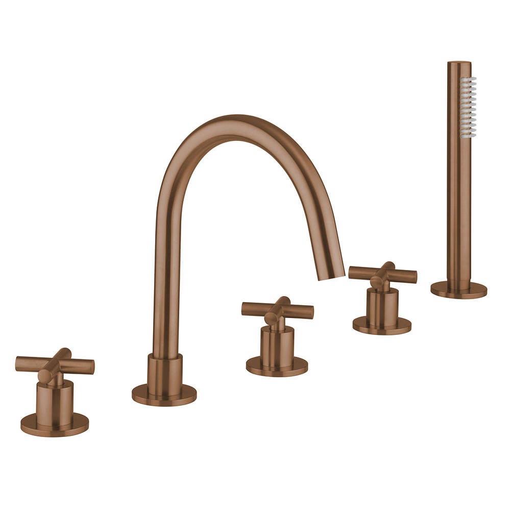 Crosswater MPRO Crosshead Brushed Bronze Bath 5 Hole Set