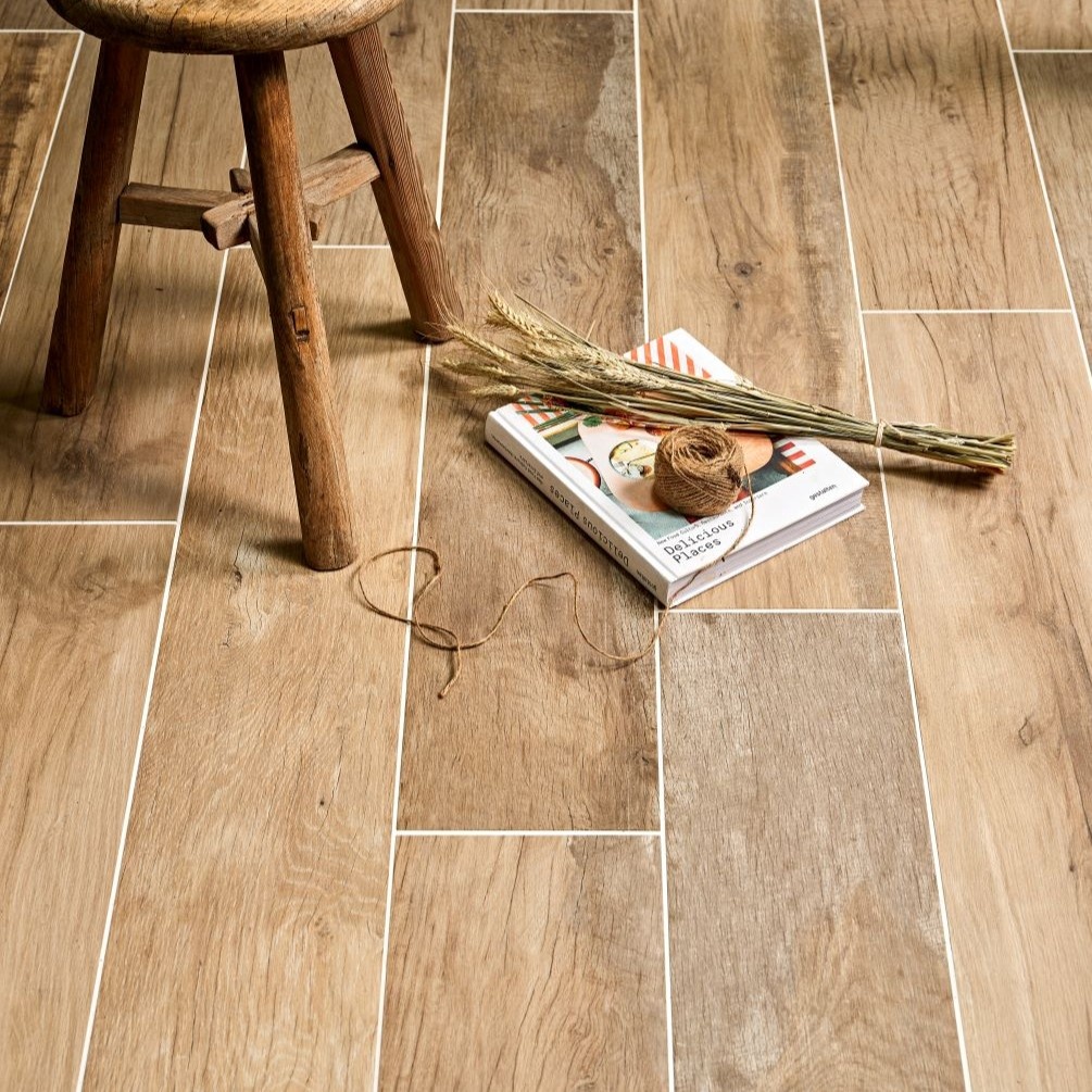 Close up lifestyle image of Ca Pietra Carpenter Natural Porcelain Tiles