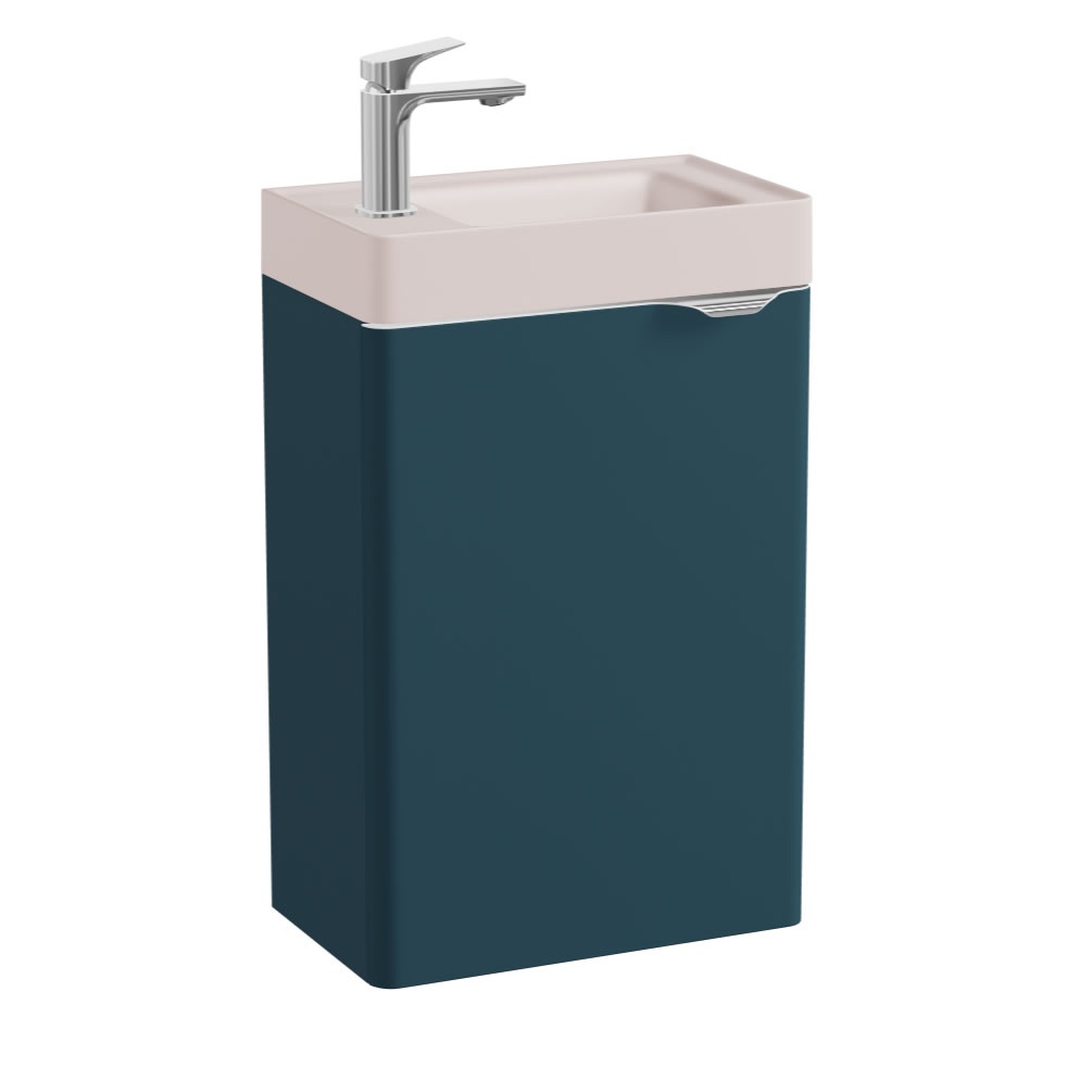 Vado Cameo Atlantic Blue 400mm Wall Hung Vanity Unit & Pink Basin - Left Hand