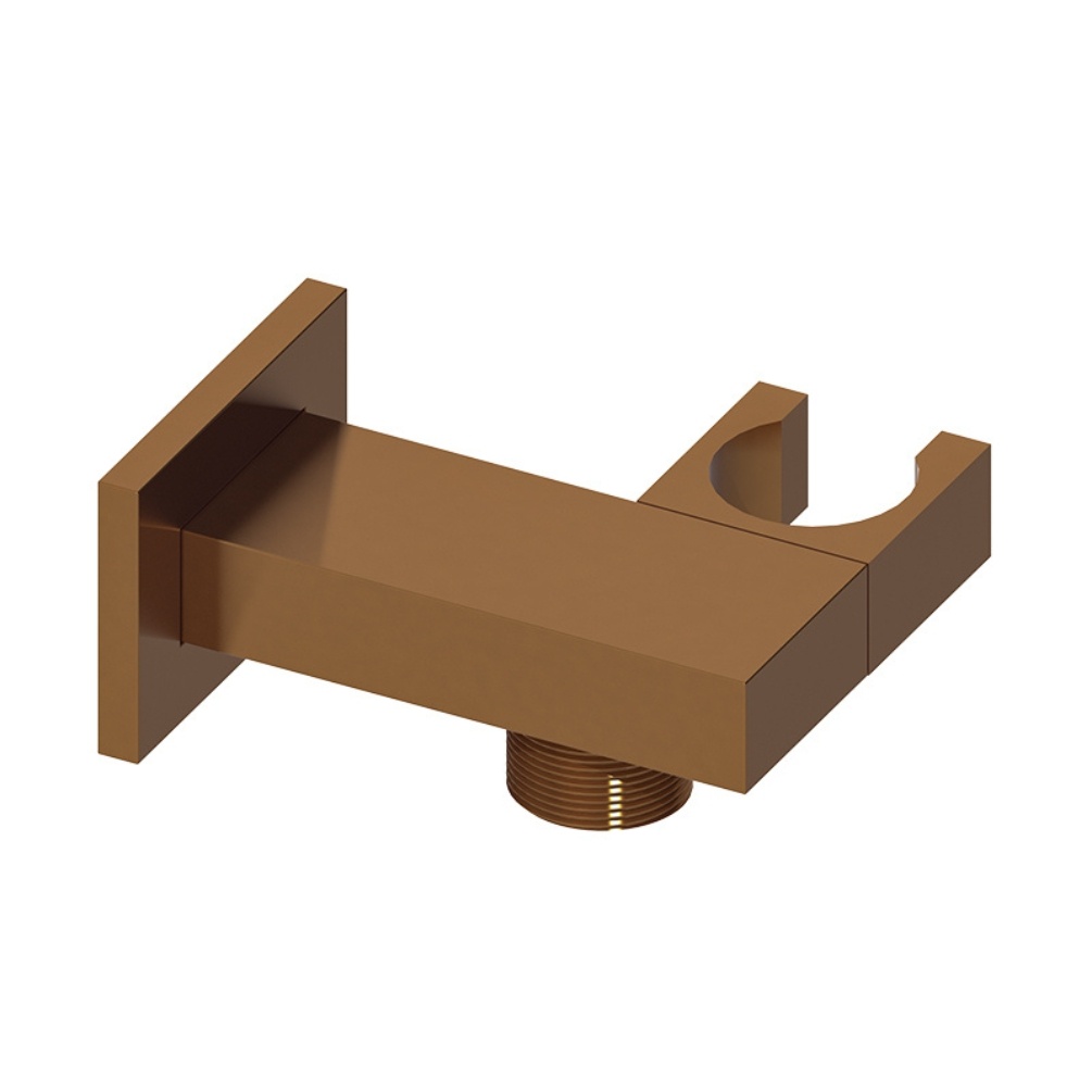 Product cut out image of the Abacus Emotion Brushed Bronze Square Wall Outlet & Holder