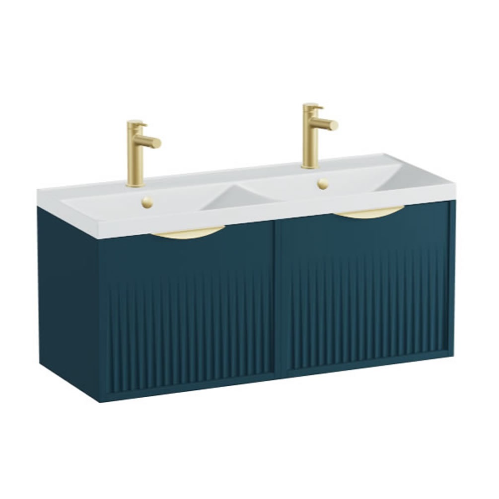 Vado Safari Fluted 1000mm Atlantic Blue Wall Hung Vanity Unit & Arctic White Basin