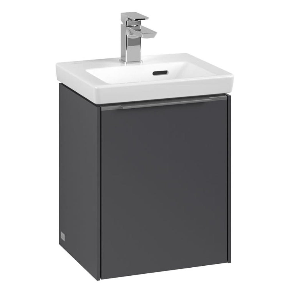Cutout image of Villeroy & Boch Subway 351 3.0 Graphite Wall-Hung Vanity Unit & Basin Aluminium Handle