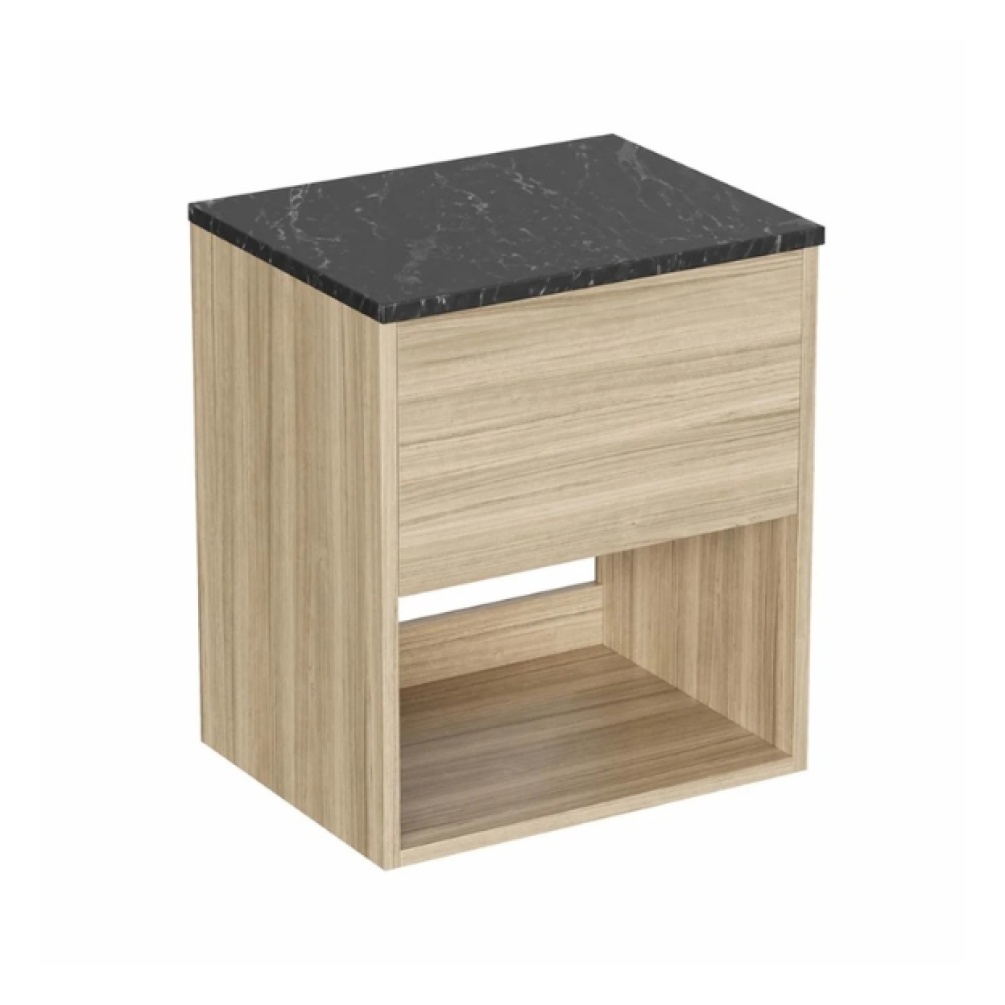 Cut out image of the Britton Hackney Cherry Wood 500mm Wall Hung Vanity Unit & Marquina Worktop
