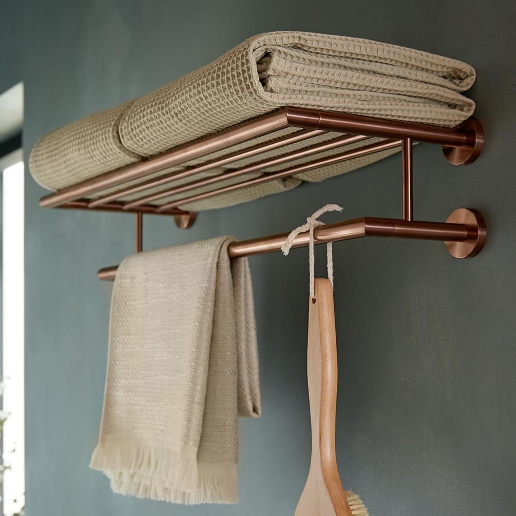 Lifestyle image of Vado Individual Spa Brushed Bronze Towel Shelf & Rail