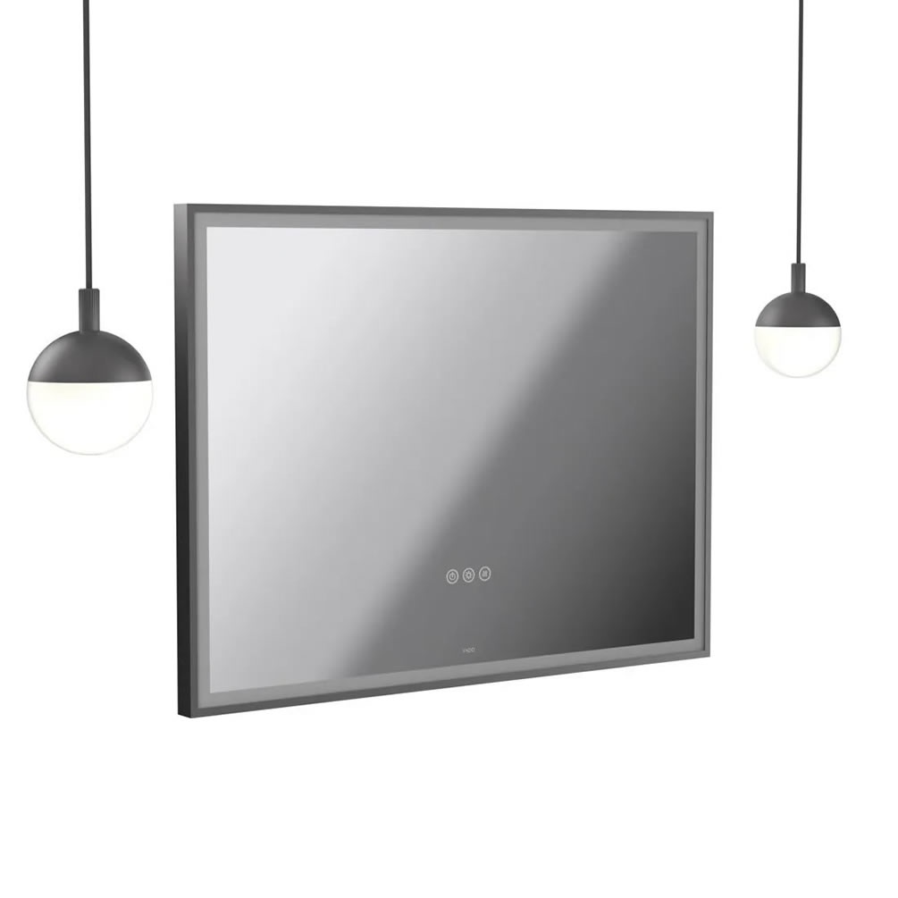 Vado Safari Pewter 800mm Illuminated Mirror With 2 Pendant Globe Lights
