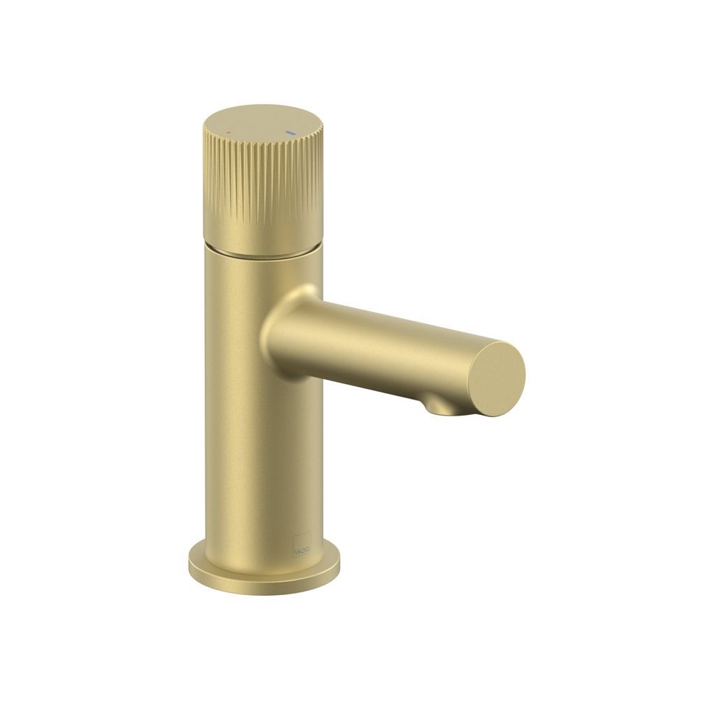 Vado Safari Leverless Fluted Satin Brass Mini Mono Basin Mixer