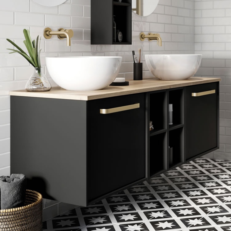 Crosswater Infinity 1400mm Matt Black Vanity Unit Sanctuary Bathrooms