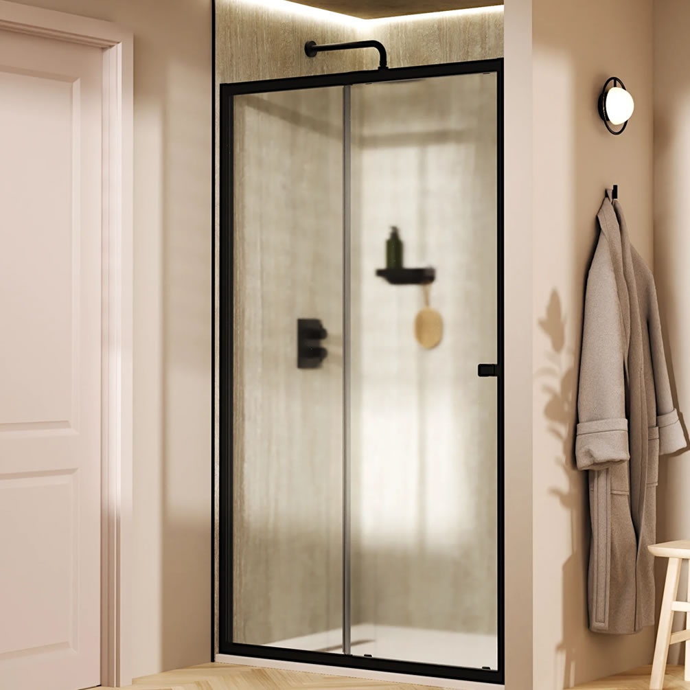 Lifestyle image of Crosswater Clear 6 Matt Black 1500mm Sliding Shower Door