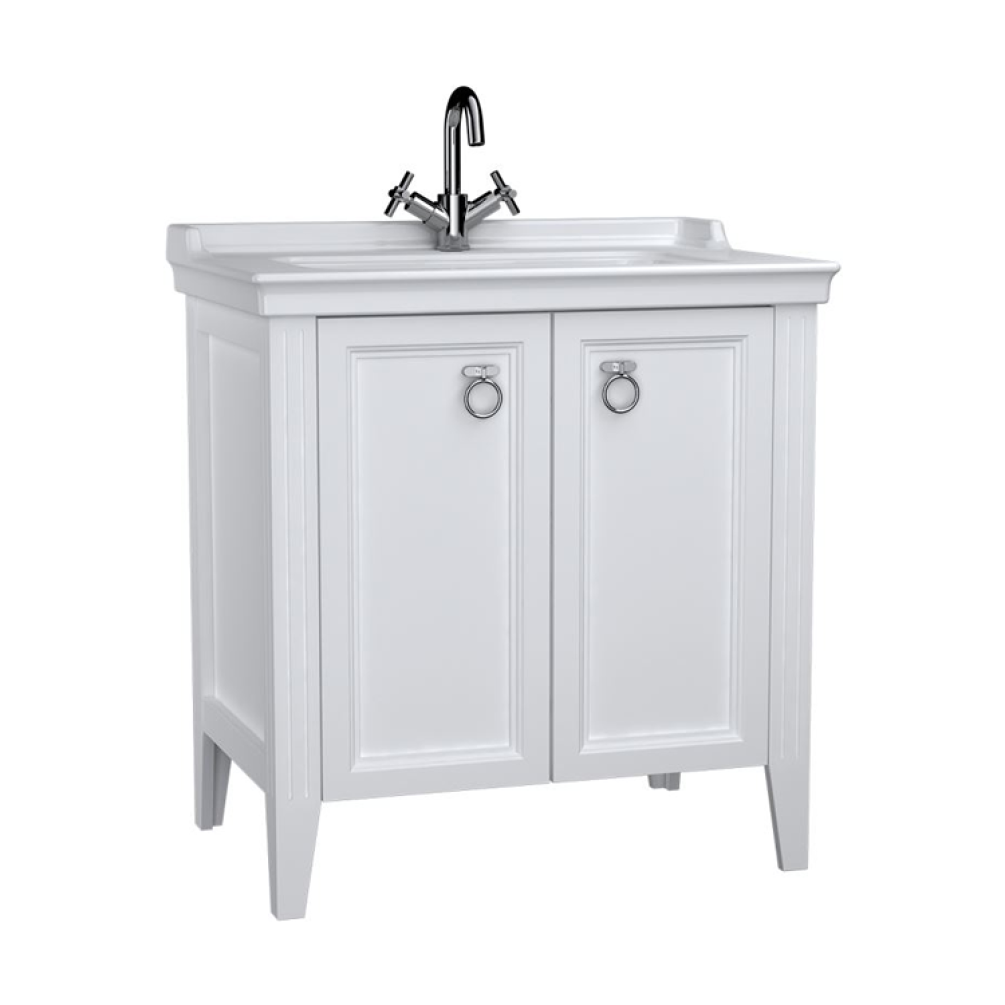 Photo of VitrA Valarte 800mm Matt White Double Door Unit & Basin - 1TH Unit Cutout