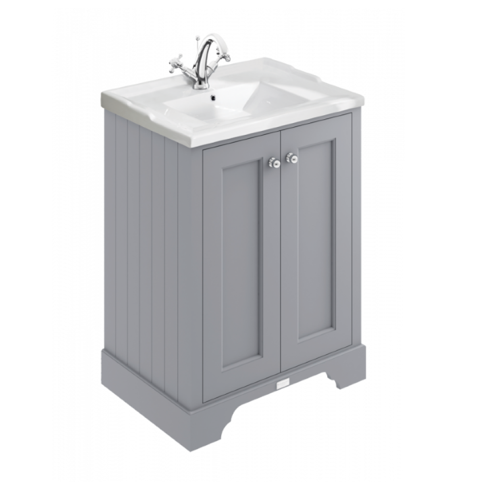 Photo of Bayswater Plummett Grey 600mm 2 Door Vanity Unit & Basin with 1TH