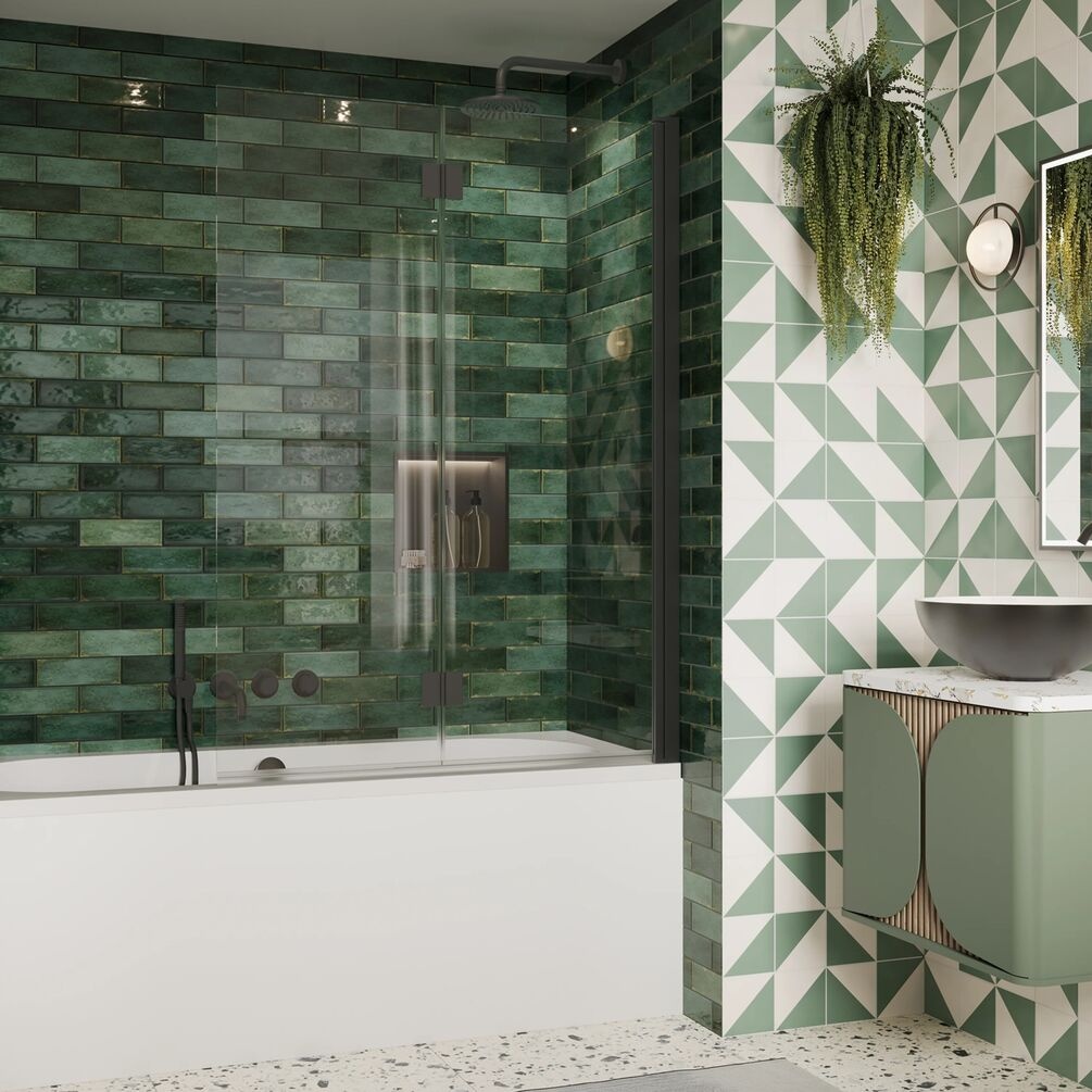 Lifestyle image of Crosswater Asura 8 Slate Folding Bath Screen