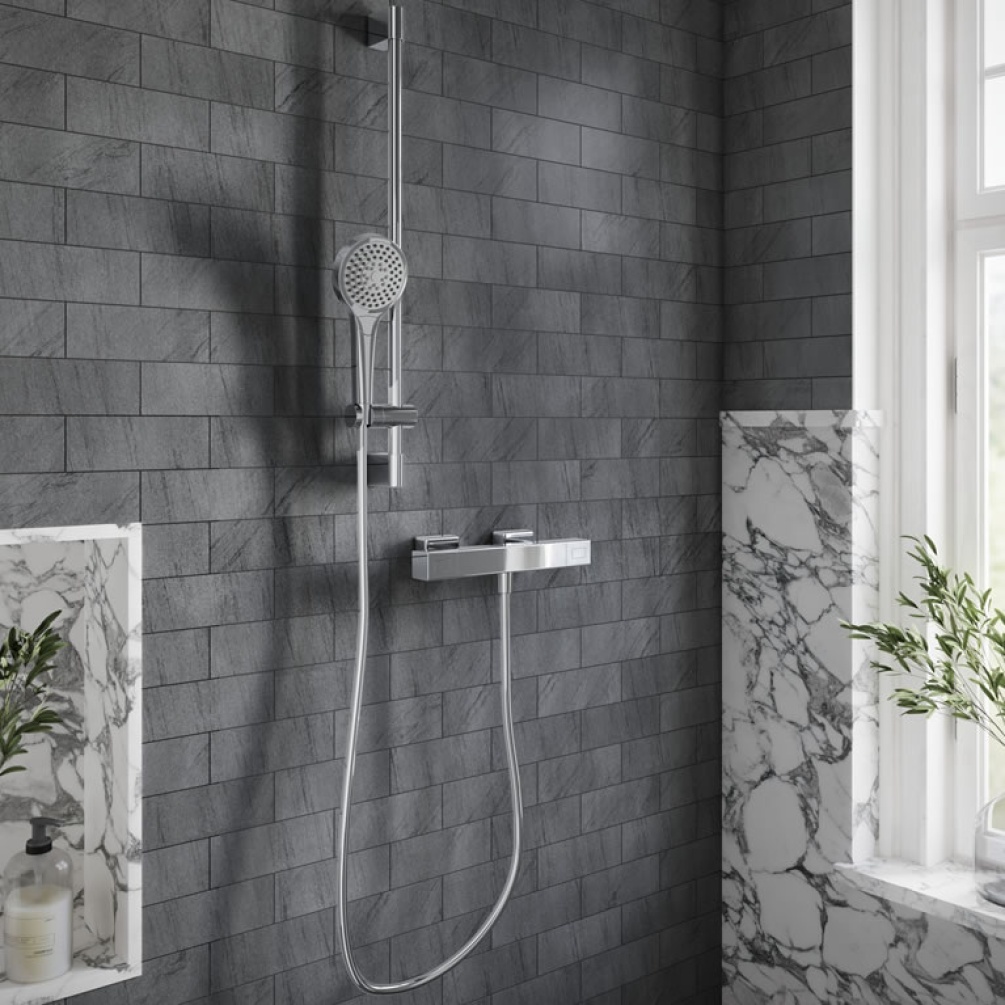 Lifestyle image of Villeroy & Boch Thermostatic Square Verve Exposed Shower Set