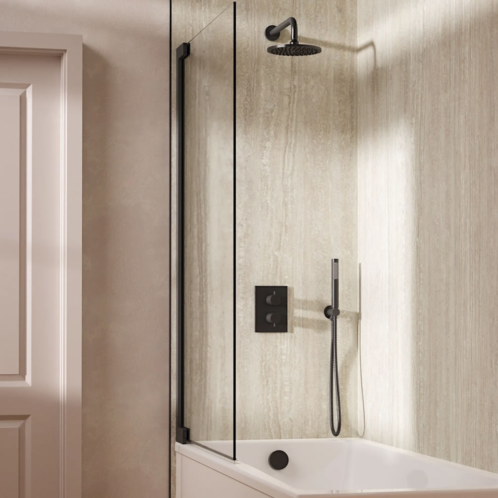 Lifestyle image of Crosswater Crossbox Slate Triple Outlet Shower Bath Set