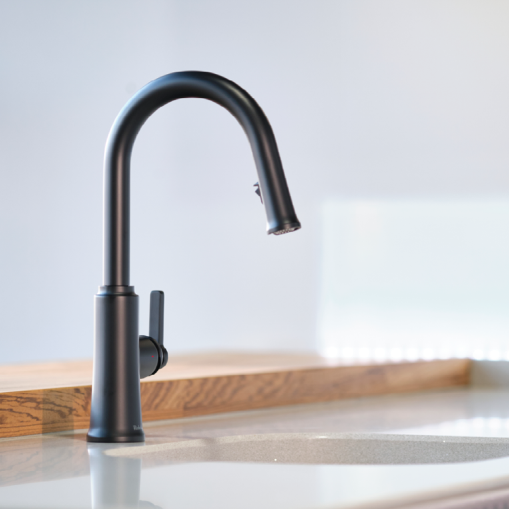 Photo of the Riobel Trattoria Rounded Single Lever Kitchen Mixer in Black