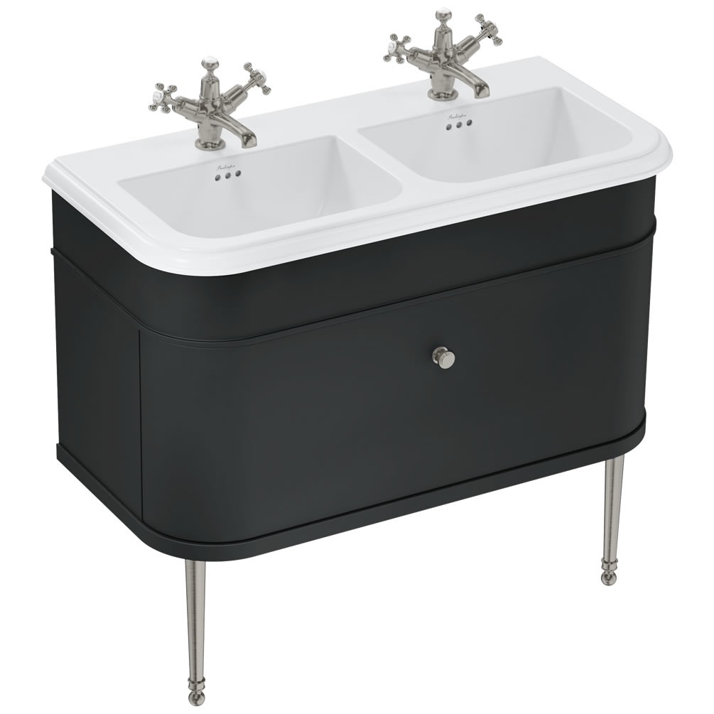Burlington Chalfont 1000mm Ceramic Basin With Matt Black Unit & Brushed Nickel Legs