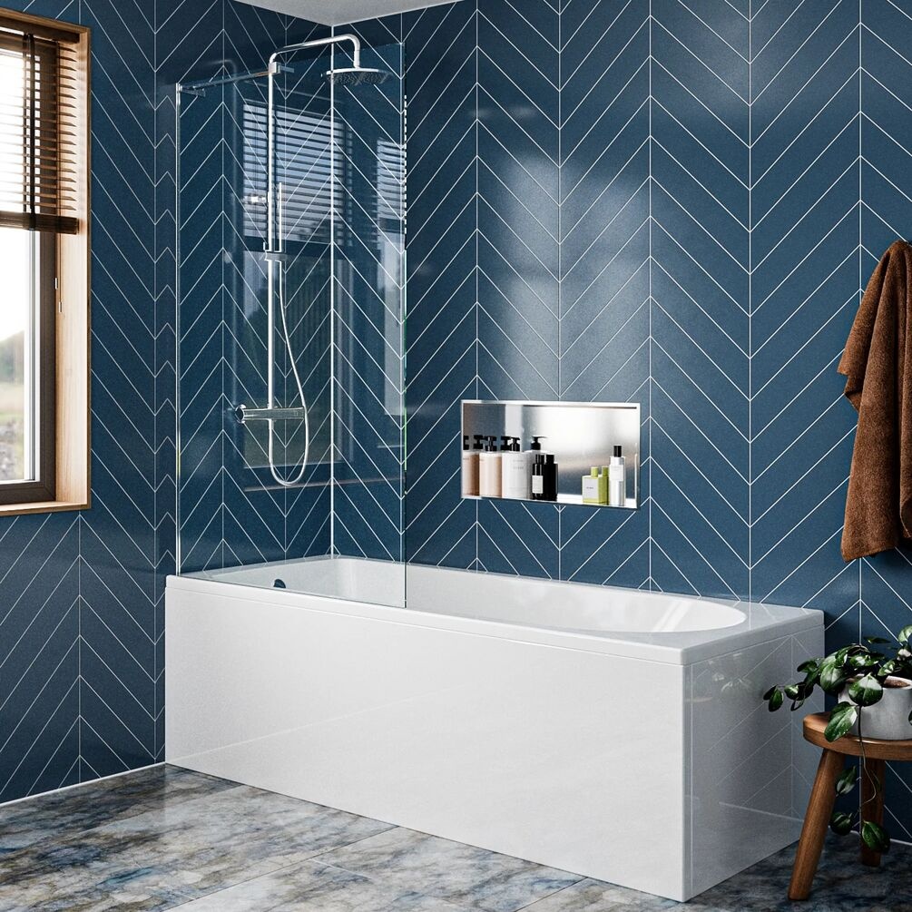 Lifestyle image of Crosswater Clear 6 Silver Fixed Bath Screen
