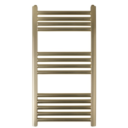 JTP Vos 800 x 400mm Brushed Brass Heated Towel Radiator Cut Out