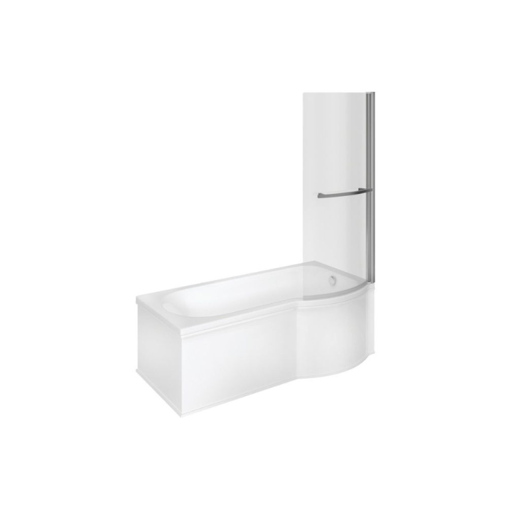 Product Cut out image of right handed Globe P Shaped 1700mm Shower Bath ZERO105609