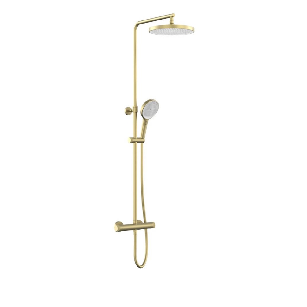 Vado Safari Leverless Satin Brass Exposed Thermostatic Shower Column
