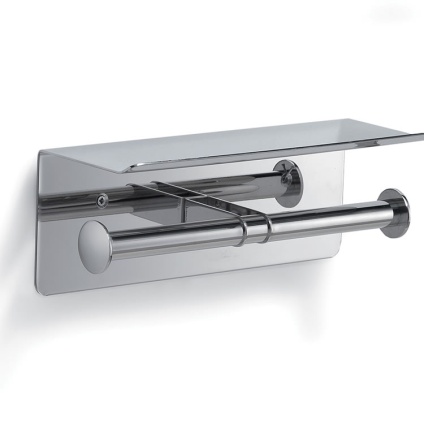 Cutout image of Origins Living Gedy G Pro Double Toilet Roll Holder with Shelf.