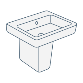 iconography image of a square semi pedestal basin/bathroom sink