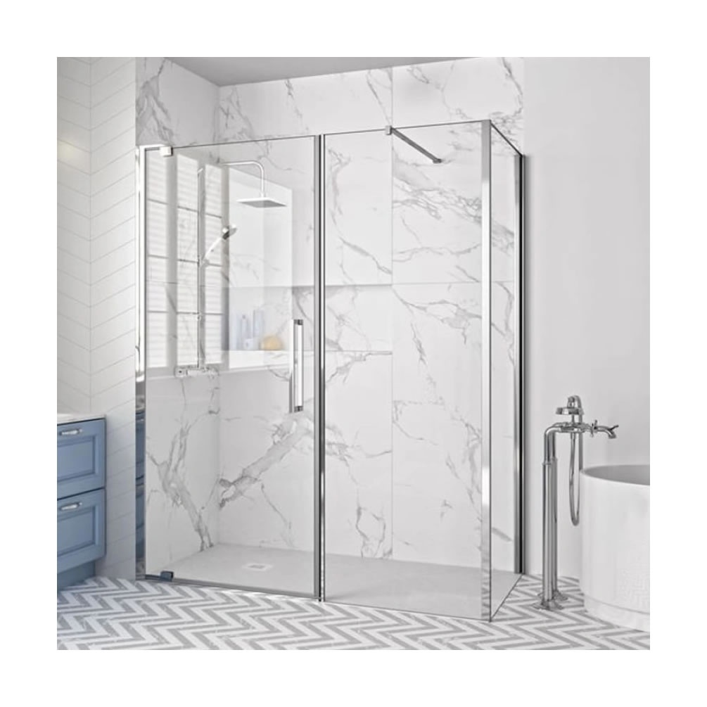 Lifestyle image of Merlyn 10 Series 1500mm Pivot Shower Door & Inline Panel with Side Panel