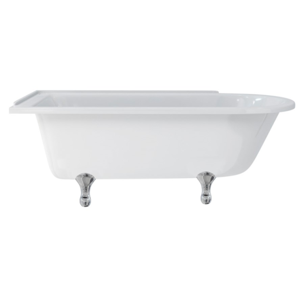 Burlington Hampton 1700mm Left Freestanding Shower Bath With Chrome Classical Feet