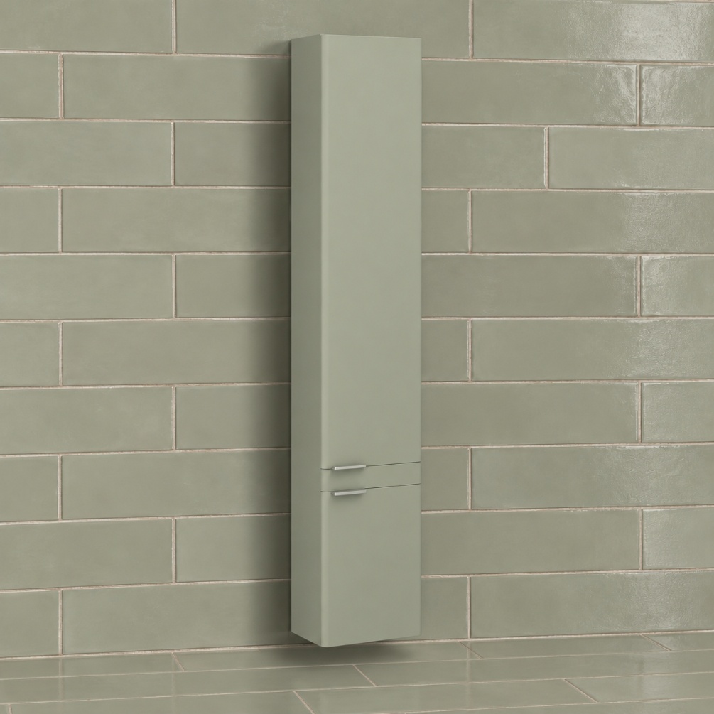 Imex Luna Reed Green 300mm x 210mm 2 Door Wall Hung Tall Bathroom Cabinet Lifestyle