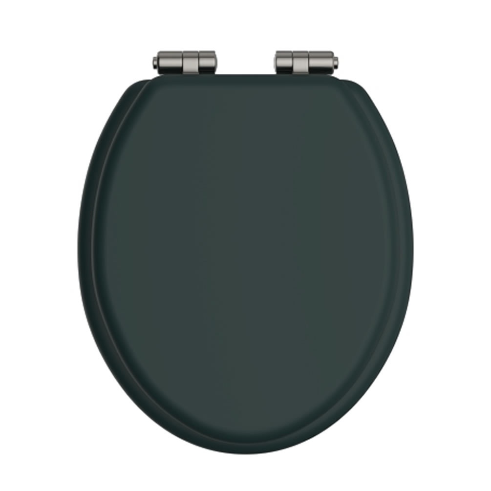 Heritage Classic Green Soft Close WC Seat With Brushed Nickel Hinges