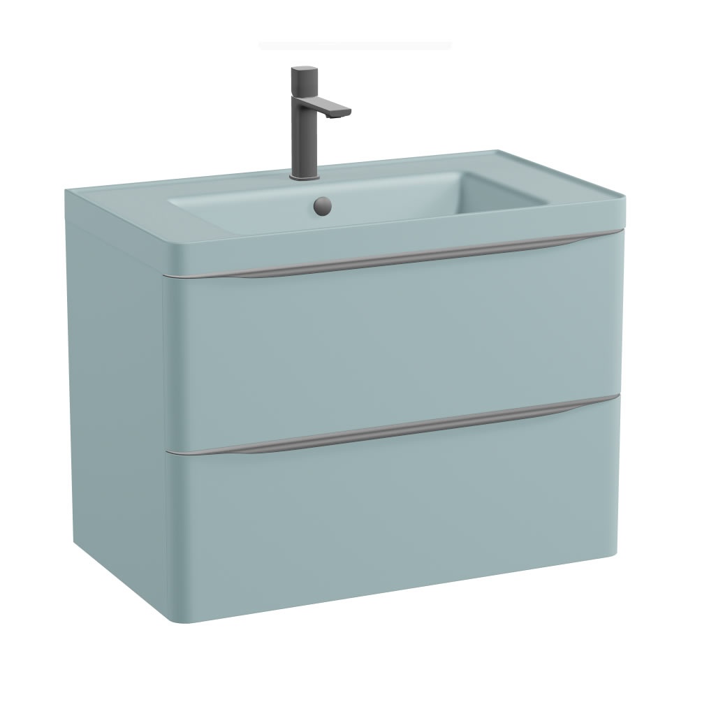Vado Cameo 800mm Cove Blue Wall Hung 2 Drawer Vanity Unit & Blue Basin