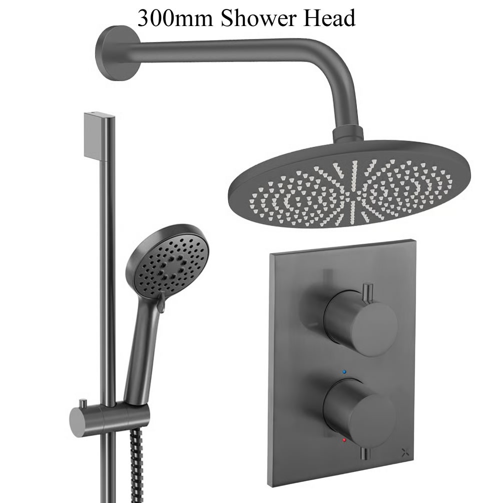 Cutout image of Crosswater Crossbox Slate Dual Outlet Slide Rail Shower Set
