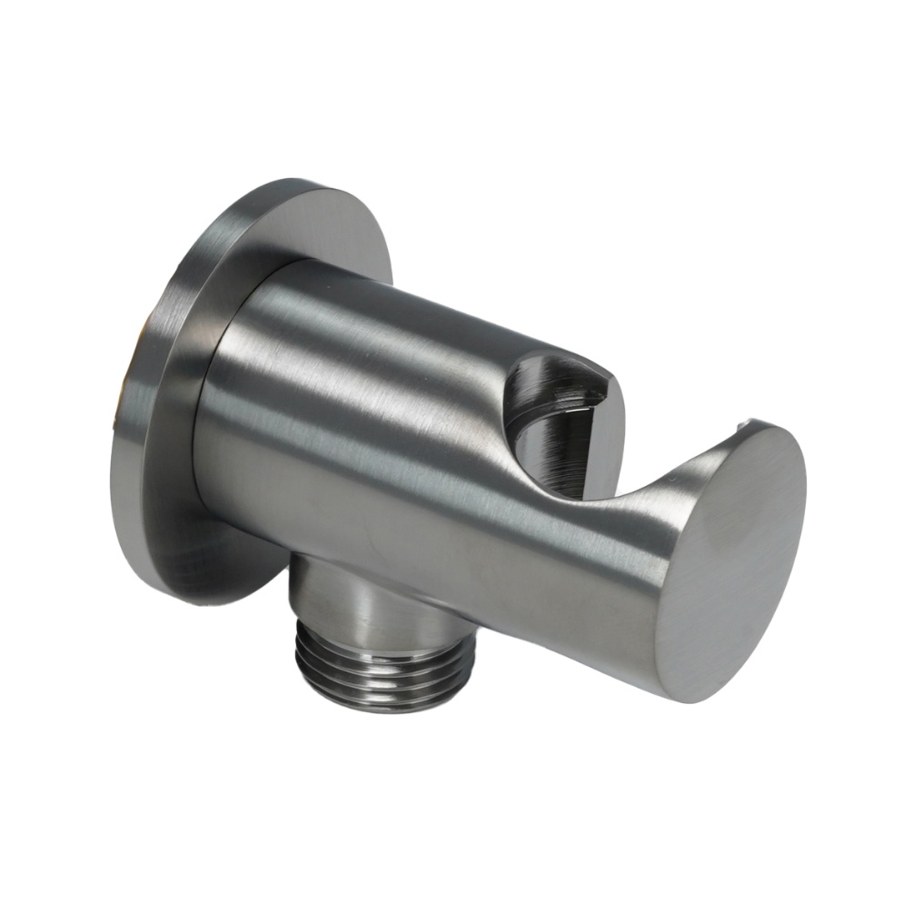Product Cut out image of the JTP Vos Brushed Black Shower Handset Holder & Outlet