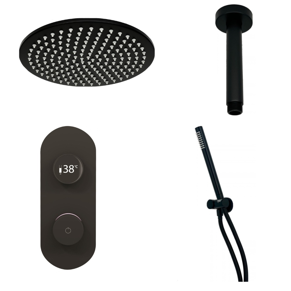 Ted Togo Matt Black Oval Valve Ceiling Arm Cut Out