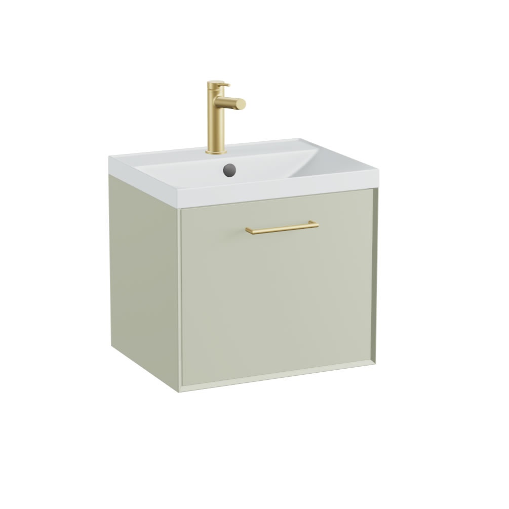Vado Safari Smooth 500mm Sage Green Wall Hung Vanity Unit & Mineral Basin